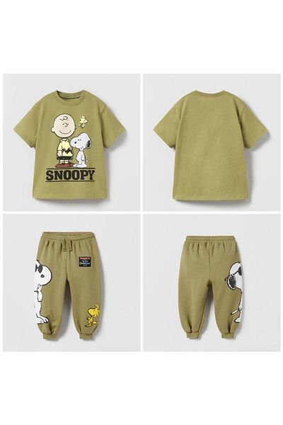 Pink Hippo Kids Peanuts Snoopy Printed Cotton Kids Tracksuit Set