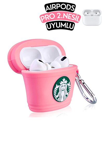 EWEC Pro Uyumlu Starbucks Figürlü Sevimli Kopçalı Koruyucu Silikon Kılıf, Dar...
