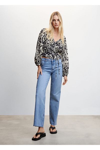 MANGO Woman Patterned Balloon Sleeve Blouse