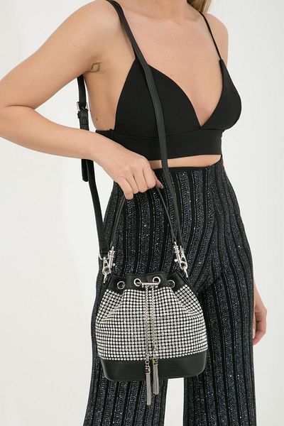 KRISTE BELL Small Size Women's Hand and Shoulder Bag with Stone Coated Chain