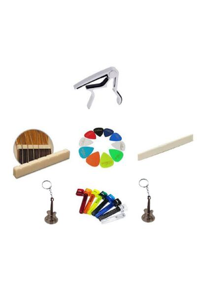 harmoni strings Kapo+ Alt Eşik+üst Eşik+ Burgu Çevirici+10 Pena+ 2 Anahtarlık