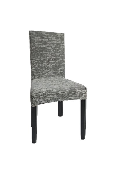 BASHTUGH TİCARET Sandalye Örtüsü Streçli Lastikli Çubuk Desen Jakarli Kumaş Esnek Salon Sandalye Kılıfı 6 Adet.