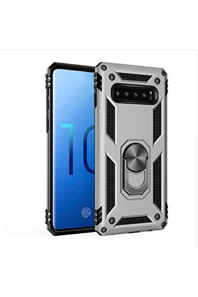 Rivor Samsung Galaxy S10 Plus Uyumlu Kılıf Military Armour Yüzüklü Standlı Ko...