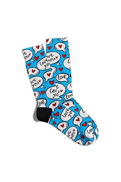 Eğlenceli Çoraplar Забавни чорапи Unisex Love You Pop Art Printed Socks Ecsok...