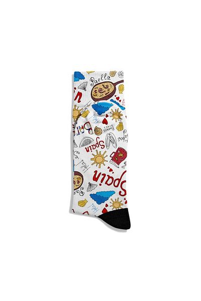 Eğlenceli Çoraplar Fun Socks Unisex Spain Barcelona City Pattern Printed Socks Ecsoket468