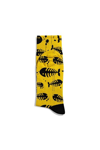 Eğlenceli Çoraplar Fun Socks Unisex	Yellow Fish Sea Printed Socks Ecsoket344
