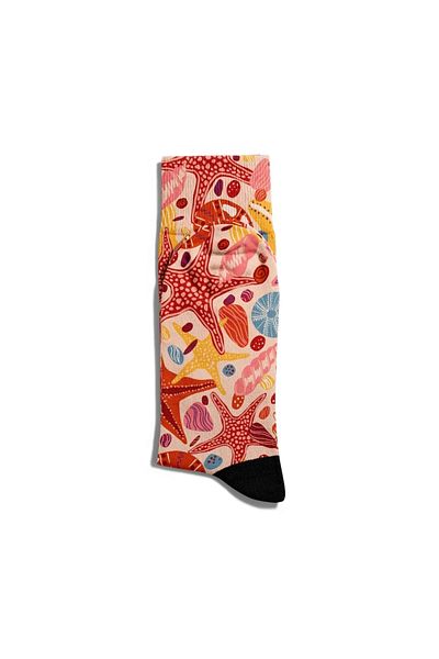 Eğlenceli Çoraplar Fun Socks Unisex Summer Themed Starfish Pattern Printed Socks Ecsoket306
