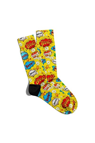 Eğlenceli Çoraplar Fun Socks Sosete unisex galbene imprimate Popart Ecsoket002