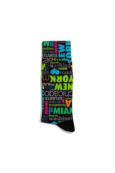 Eğlenceli Çoraplar Fun Socks Unisex Colorful Cities X2 Pattern Printed Socks Ecsoket494