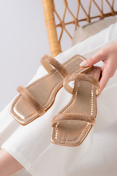 lmn ayakkabı Roze Sultan Orthopedic Sole 1cm Heeled 2 Wide Original Stone Evening Dress Beach House Slippers