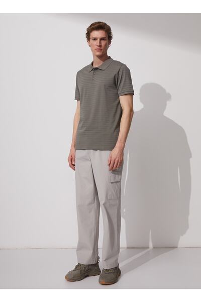 Fabrika Düz Haki Erkek Polo T-shirt Mers Father