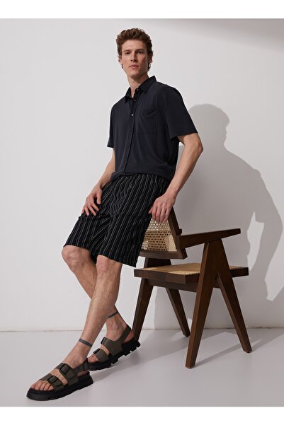 Fabrika Düşük Bel Basic Siyah Erkek Bermuda Şort Soles