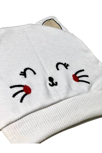 Cramerr Baby Cat Eared Embroidered Combed Cotton Beanie (cute Cat)