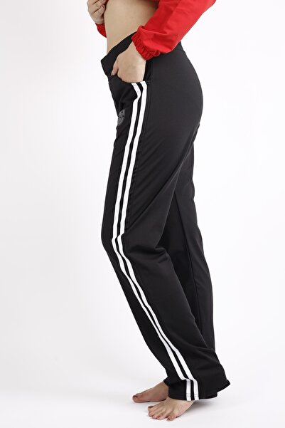 Azıcık Akıllı Γυναικείο μαύρο λευκό ριγέ λεπτό υφασμάτινο καλοκαιρινό παντελόνι με τσέπες 21kesaakt2