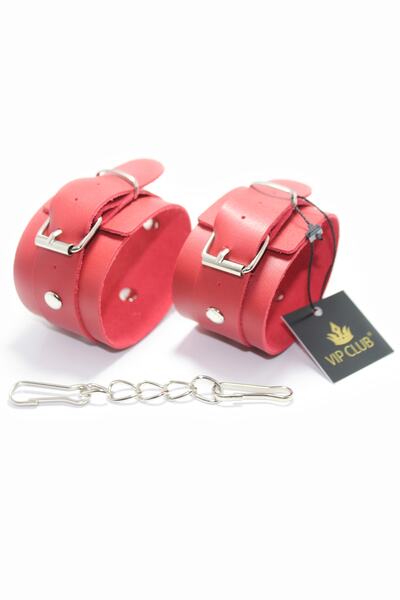 Vip Club Kelepçeli  Kırbaçlı  Tasmalı Kedi Maskeli 7'li  Fantezi Set Kırmızı