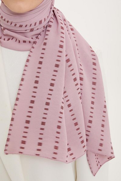 Armine Dashed Detailed Flush Shawl Powder Pink (Breathable Fabric)