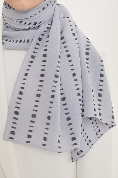 Armine Dashed Detailed Flush Shawl Gray (Breathable Fabric)