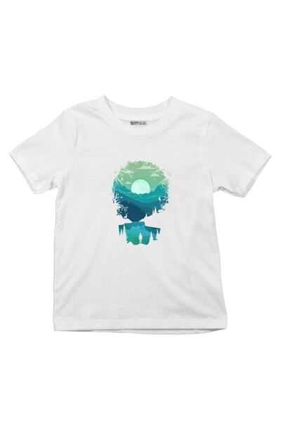 GreenMint تي شيرت للأطفال بخصر عالٍ - منظر جبال الموسيقى_em2121