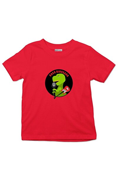 GreenMint تي شيرت للأطفال بشعار ديناصور الروكشعار لمحبي موسيقى الروك القديمةت...