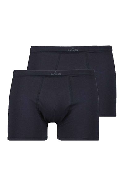Ragman Herren Boxershorts, 2er-Pack – Unterwäsche, Unterhosen, Baumwollmischung, Logo, einfarbig