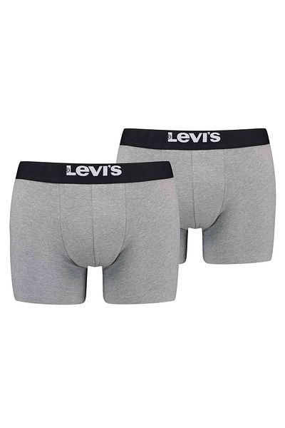 Levi's LEVI'S Herren Boxershorts – 2er-Pack solide Basic-Bio-Boxershorts, Logobund