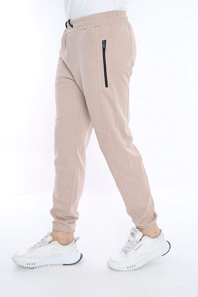 NEED LİFE Men's Beige Zippered Pocket Jogger Fit Sweatpants