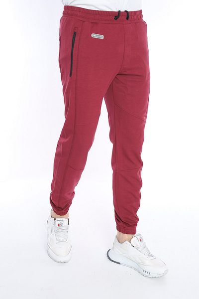 NEED LİFE Men's Burgundy Zippered Pocket Jogger Sweatpants