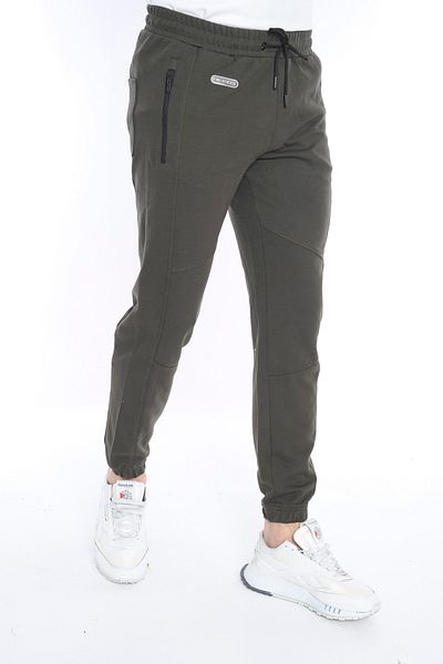 NEED LİFE Men's Khaki Zippered Pocket Jogger Sweatpants