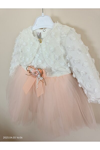 Guvaga Kız Çocuk Bayramlık Kız Bebek Tül Detaylı Tütülü Bolerolu Parti Düğün Doğum Günü Özel Gün Elbise