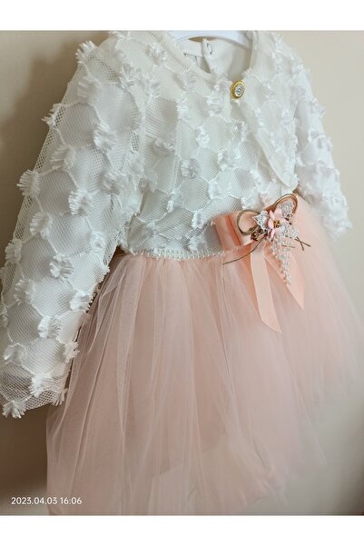 Guvaga Kız Çocuk Bayramlık Kız Bebek Tül Detaylı Tütülü Bolerolu Parti Düğün Doğum Günü Özel Gün Elbise