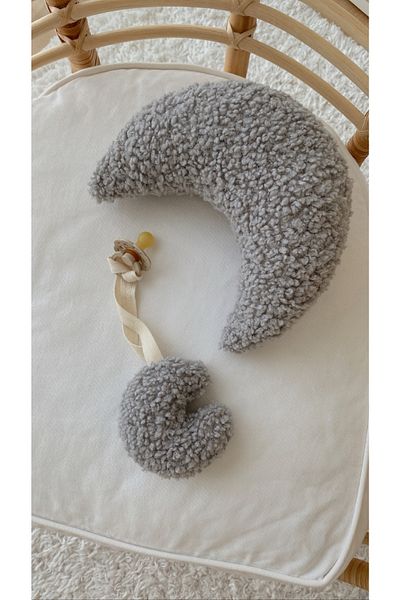 bohemoon Gray Teddy Moon Pillow