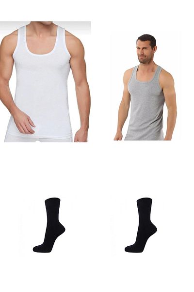 Baytas Men's Cotton Undershirt 12 Pcs 2 Socks