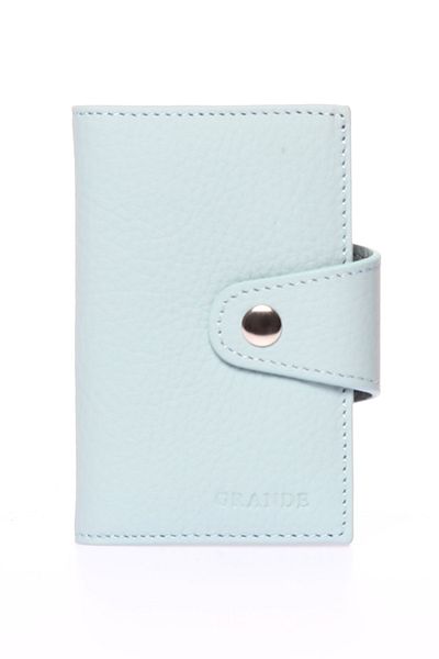 Grande 827 Genuine Leather Vertical Snap Accordion Card Holder Wallet Flother Mint