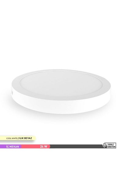 ACK Surface Mounted Round Led Panel Fixture White Body 4000k Warm White 24w