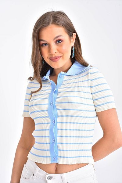 VOLT CLOTHİNG Bluză de tricotaje închisă cu guler cămașă de damă