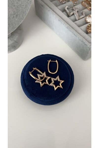 SU PERİSİ TAKI BİJUTERİ Vip Seri Gold Yıldız Model Küpe