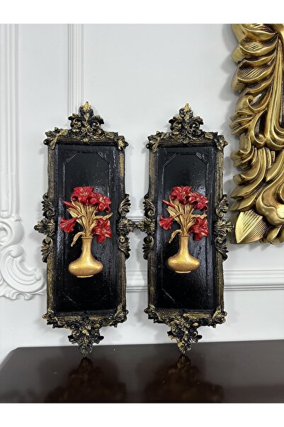 busraconcept Siyah Duvar Tablosu 2 Li Sümbül Modern Tasarım