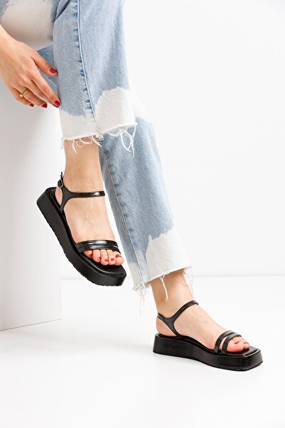 La Limar صندل أسود بنعل مسطح 1287