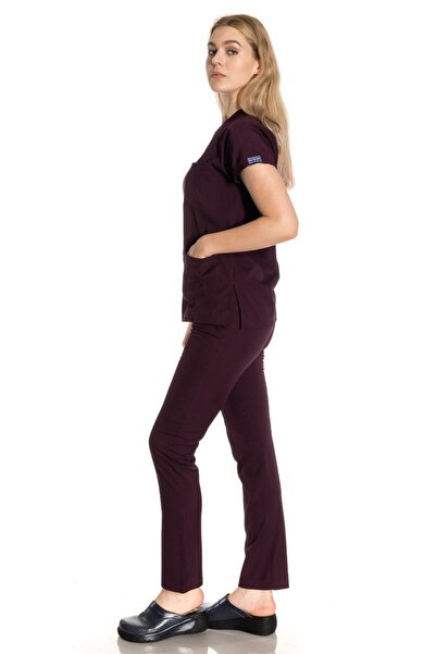 TIPMOD Yarasa Kol Likralı Patlıcan Moru Doktor / Hemşire Forması