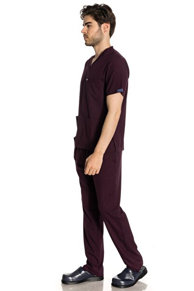 TIPMOD Yarasa Kol Likralı Patlıcan Moru Doktor / Hemşire Forması