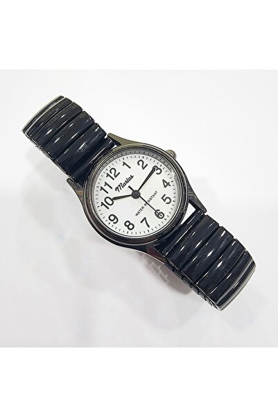 Marlas Retro Design with Spring Cord, Vintage Design, Classic, Black Color Wristwatch
