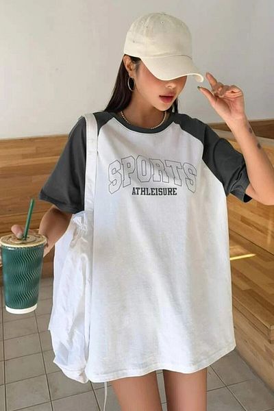 MODAGEN Unisex βαμβακερά λευκά μανίκια καπνιστό αθλητικό μπλουζάκι με λαιμόκοψη υπερμεγέθη Boyfriend