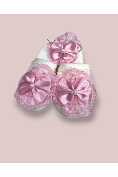 Azebu Pink Maternity Set with Bow and Tulle, Maternity Slippers and Crown Set...