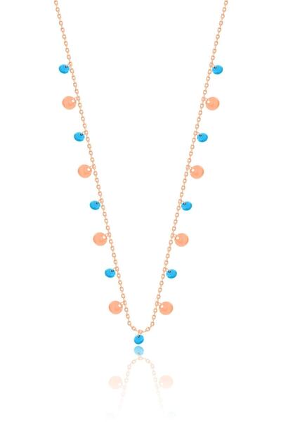 Aykat Pullu Gümüş Kolye Taşlı Rose Sallantılı Kadın Kolyesi 925 Ayar Uc-535