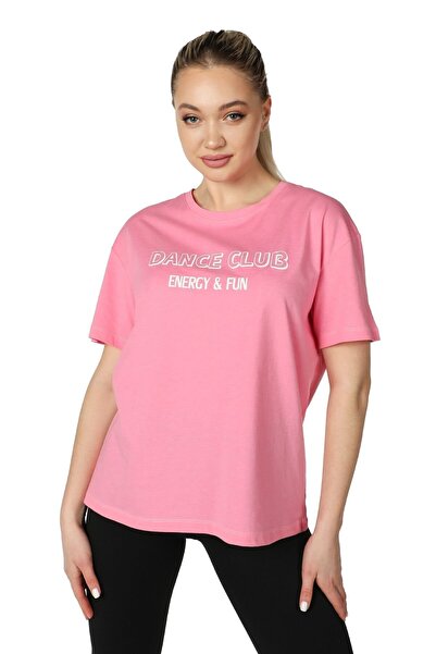 defys Γυναικείο μπλουζάκι με στάμπα με κοντό μανίκι με λαιμόκοψη ροζ