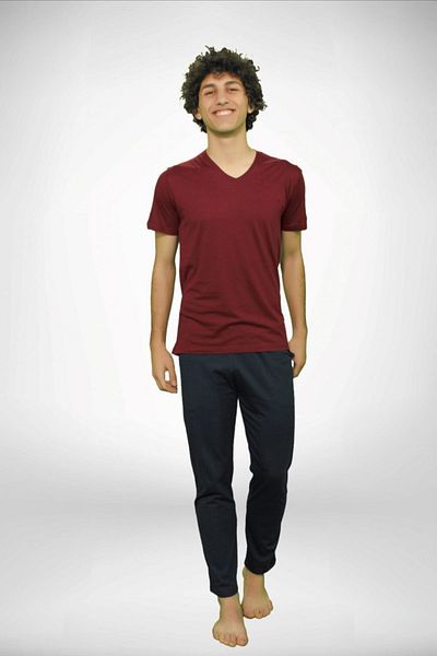 Fanilam Malabadi Men's 3-Piece Summer Modal V-Neck Pajama Set