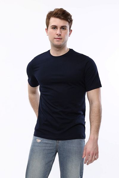 Uniprom Crew Neck Men's T-Shirt 100% Cotton Navy Blue