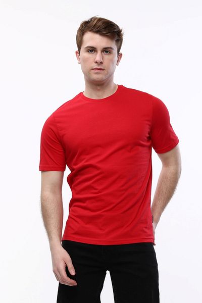 Uniprom Men's T-Shirt Crew Neck 100% Cotton Red