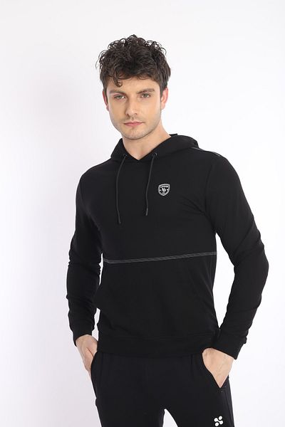 NEED LİFE Men's Black Hooded Pocket Sweatshirt