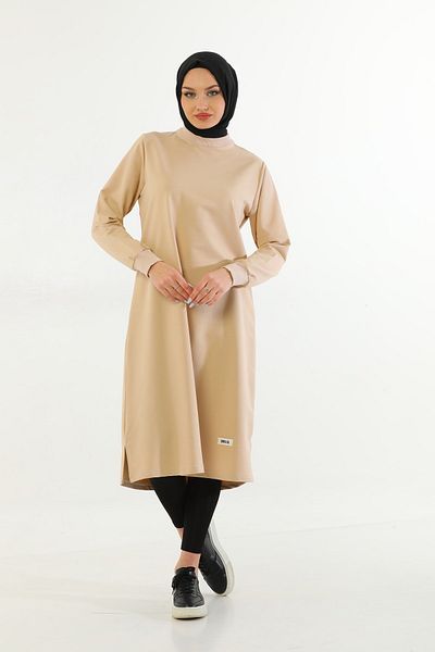 Elif Okur Hijab Long Tunic 110cm Light Beige 1243